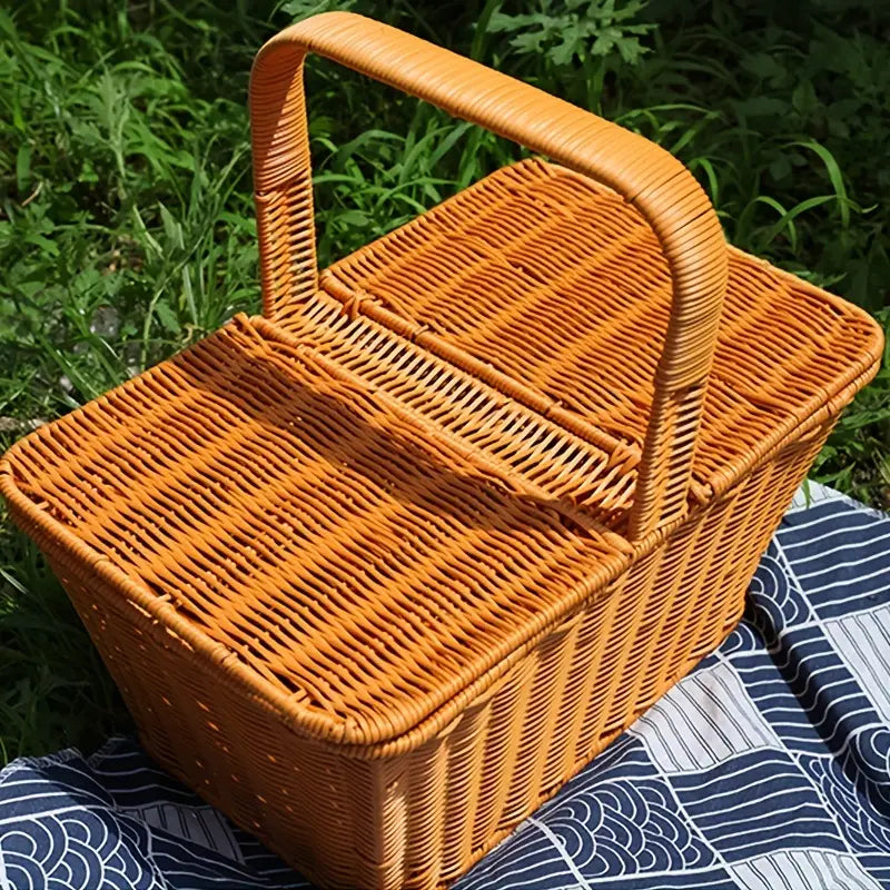 Handcrafted Rattan Picnic Basket for Outdoor Enthusiasts-2
