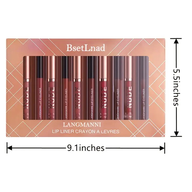 12 Matte Velvet Nude Liquid Lipstick + Lip Liner Set Lip Gloss-3