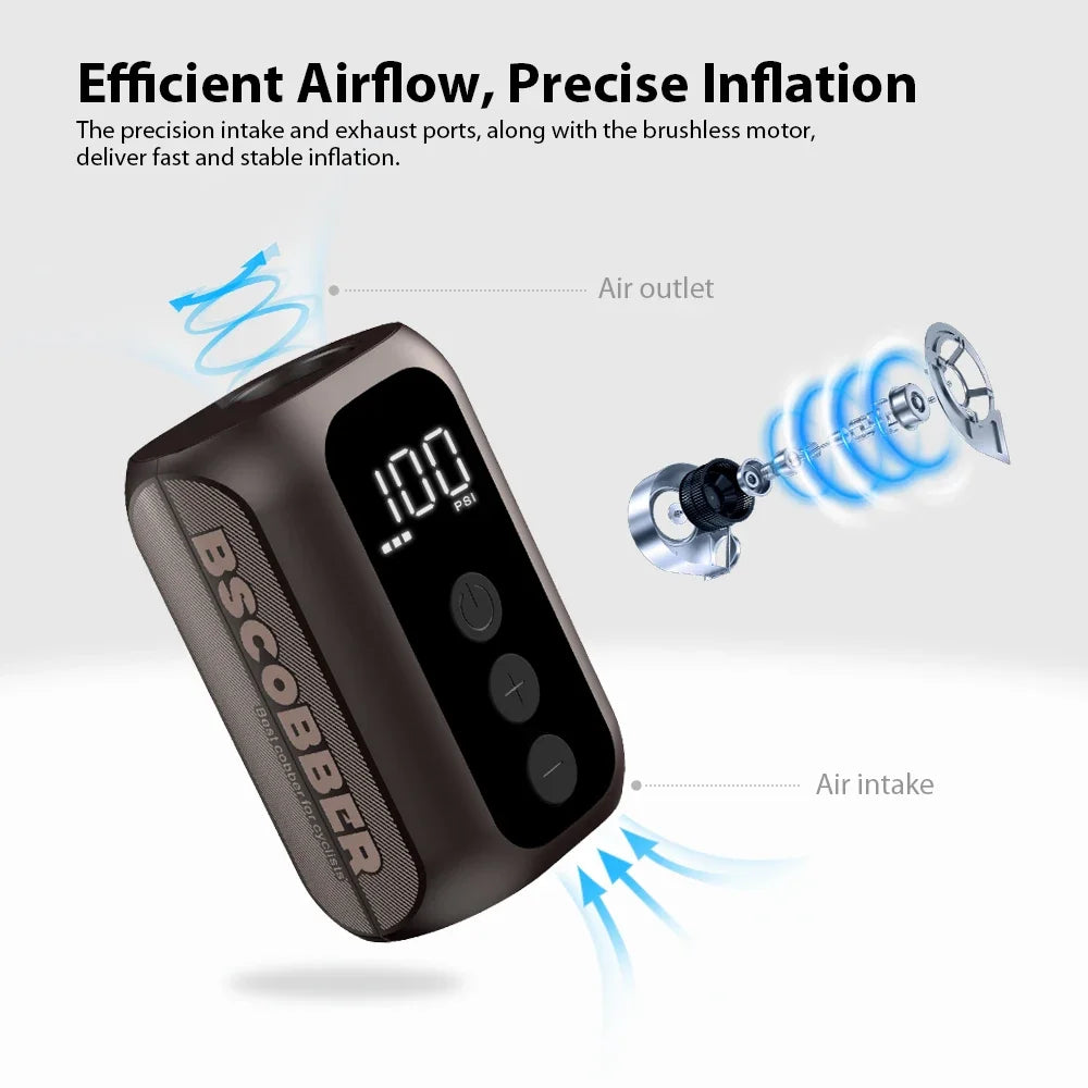 A5mini Portable Wireless Air Pump 100PSI Rechargeable Brown-2