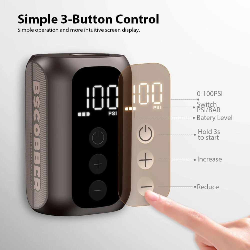A5mini Portable Wireless Air Pump 100PSI Rechargeable Brown-3